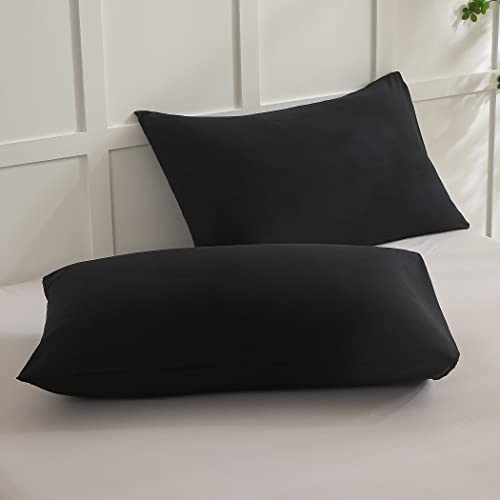 Lamejor Black Duvet Cover Set Queen Size 3-Piece Soft Bedding Set 1 Duvet Cover+2 Pillow Cases Solid Color #TOP4