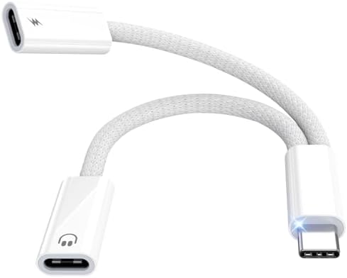 USB Type C to Type C オーディオ変換アダプター 2in1 イヤホンジャック 変換 タイプC イヤホン 変換 DAC搭載 Hi-Fi音質 24Bit/96KHz & PD 60W高速充電 同時使用可能 音量調節/通話/音楽対応 iPhone16 / 15 Pro Max/Galaxy S24 Ultra/Pixel 8 /iPad などType C機器に適用