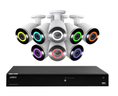 Lorex N4K3SL-168WB Fusion 4K 16-Channel 3TB Wired NVR System with 8X Bullet Cameras Featuring Smart Security Lighting and 2-Way Audio