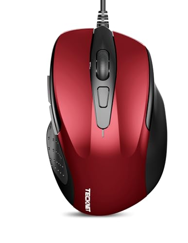 TECKNET Mouse Pro S2 Souris Filaire Optique Haute Précision 6 Boutons 6400 DPI 4 DPI Réglable Souris Ergonomique pour Windows 11/10/8.1/8/Vista/XP/Mac...
