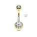 Double Press Fit Jeweled Gold IP over 316L surgical Steel Belly Button Rings (LIGHT BLUE)