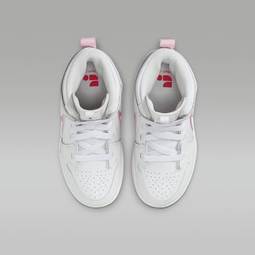 Jordan 1 Mid RM EasyOn Little Kids' Shoes (FQ1282-101, White/Fire Red/Pink Foam)4