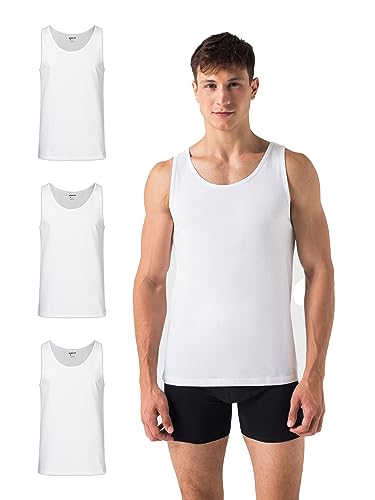 Burnell & Son - Unterhemd Herren 3er Pack - Tank Top Achselshirts aus Stretch Baumwolle - Herren Unterhemden Slim Fit in Weiss und Schwarz - Tanktop