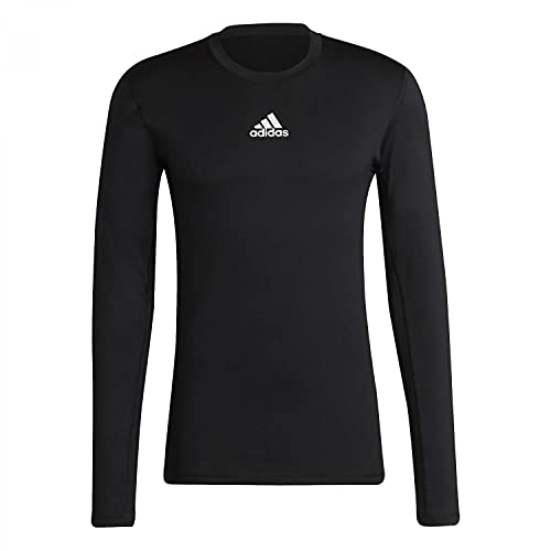 adidas Mens T-Shirt (Long Sleeve) Techfit Long-Sleeve Top Warm Long-Sleeve Top, Black, H23120, Size 2XL
