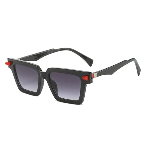 Lunettes de soleil oeil de chat avec rivets rétro et monture carrée double couleur
