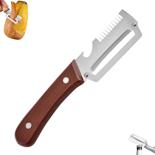 Multifunktions-Gemüseschäler für die Küche mit ultrascharfer Edelstahlklinge und ergonomischem Holzgriff Breite Klinge müheloses Schälen von Kartoffeln Äpfeln Karotten Öffnen von (Mix-2PCS one size)