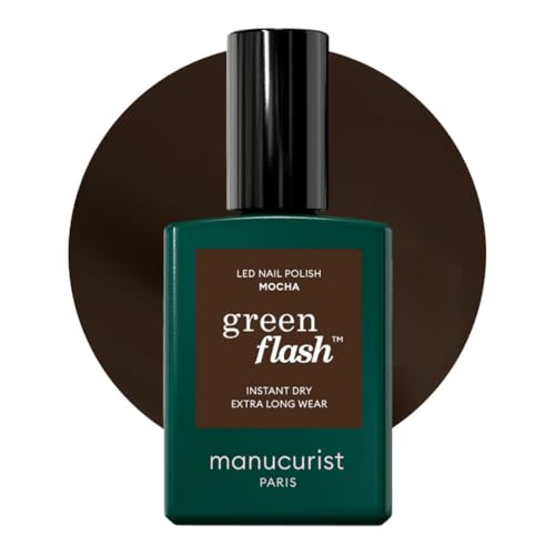 Manucurist Green Flash LED Mocha - Vernis Semi Permanent Marron Foncé - Made in France - 15 ml - Gel Ongle - Vernis Gel UV Semi Permanent