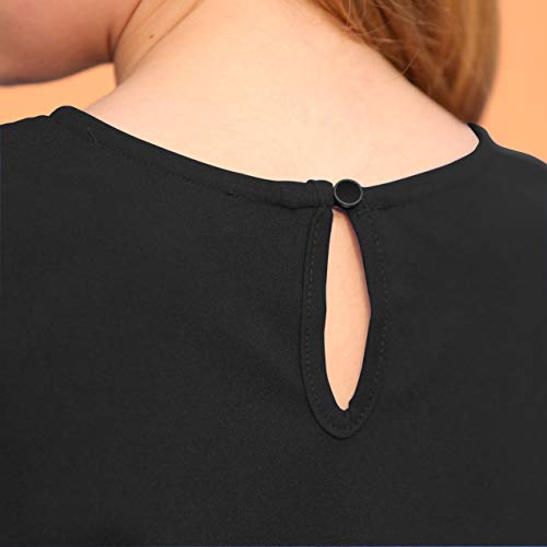 Image of GORLYA Girl's Puff Sleeve Casual Solid T-Shirt Pullover Keyhole Back Blouse Tops for 4-14T Kids