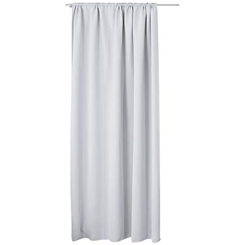Laneetal Verdunkelungsgardine mit Kräuselband 1 Stück Vorhang Blickdicht Verdunklungsvorhang in Kalk-/Grau- Weiß 135x245 cm Thermovorhang Cover