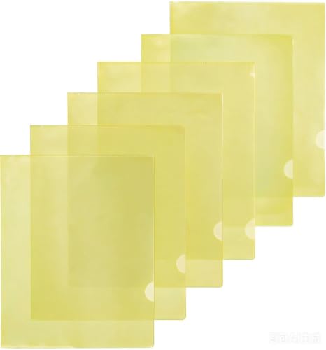 Image of 10 Pieces Yellow Plastic Folders，A4 ClearPlastic Wallets for File Paper Cover, A4 Cut Flush Folders，Clear Side Cut File Cover for Work, Report, Project, Presentation