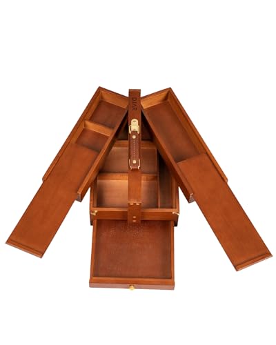 DJAR Artist Supply Storage Box with Locking Clasps Solid Beechwood Walnut