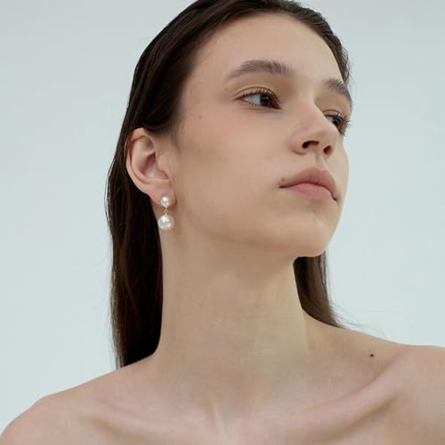 Pearl Clip on Earrings 18K Gold Plated Balls Pearl Dangle Earrings for Women Non Pierced Earrings2