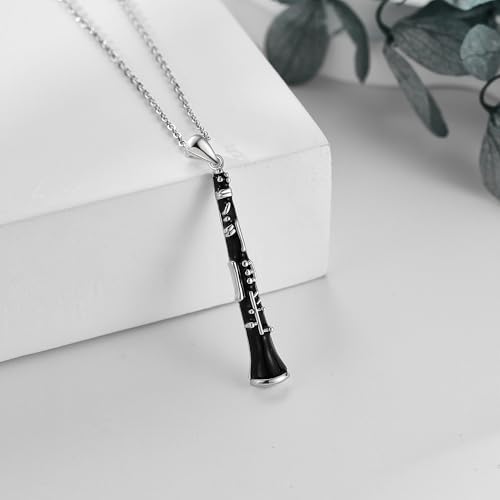 Clarinet Necklace Sterling Silver Musical Instruments Pendant Necklace Clarinet Jewelry Gifts for Performer3