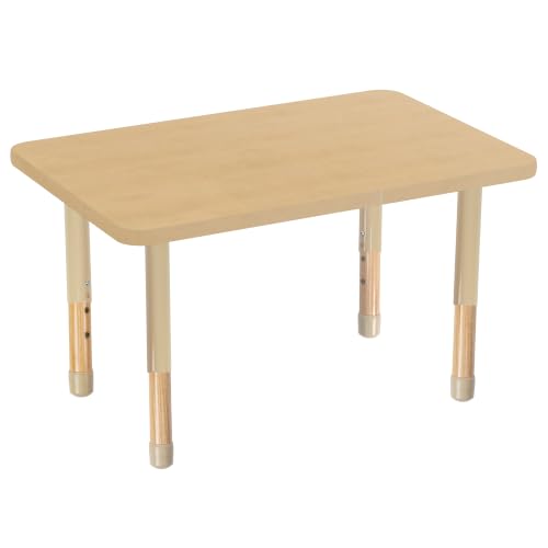 Image of 24 inch x 36 inch Rectangle Kids Classroom Table with Adjustable Chunky Wood Legs