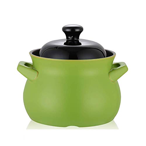 HIAQIMEI Antihaft-Keramik-Auflauf, Kochgeschirr mit Zwei Griffen, Suppentopf, heißer Topf, hitzebeständiger Auflauf, geeignet für Induktionsherd, grün, 5,3 qt/5 l Cover