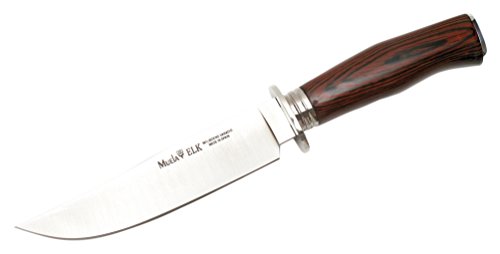 MUELA ELK-14R.I Coral Pakkawood Cuchillo de caza con funda de cuero