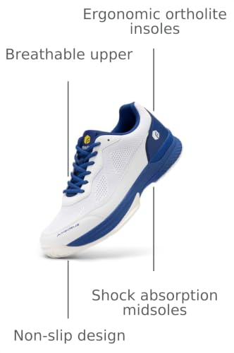 Image of FitVille Wide Pickleball Shoes for Men Tennis Shoes Sneakers for All Court Racquetball Athletic Shoes for Racquet Sport | Arch Support & Wide Toe Box