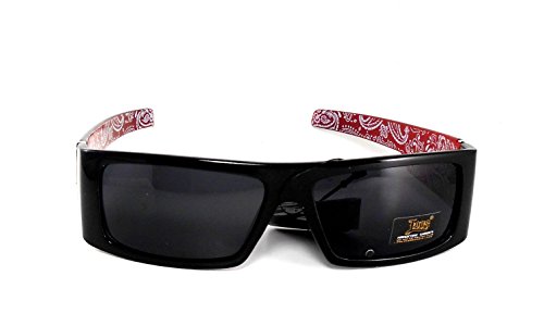 LOCS HARDCORE BLACK Dark Lens 0158 Sunglasses Red Print Inside w Bag3