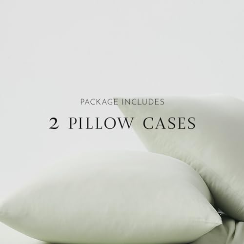 Image of Linen Closet Luxury Cotton 144 Thread Count Organic Cotton Standard Pillowcases, Set of 2, Light Green