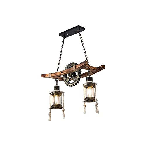 Plafonnier American Country suspendue bois E27 pour allée porche