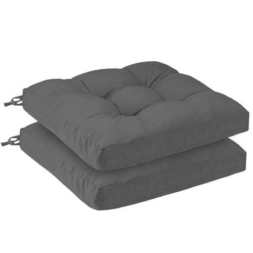 PRIMEPATIO 2er Set Sitzkissen Outdoor wasserdicht 50x50x8 cm UV-beständige Polster für Gartenstühle Terrassenmöbel Rattansessel langlebige Stuhlkissen für Balkon Pool Camping Grau