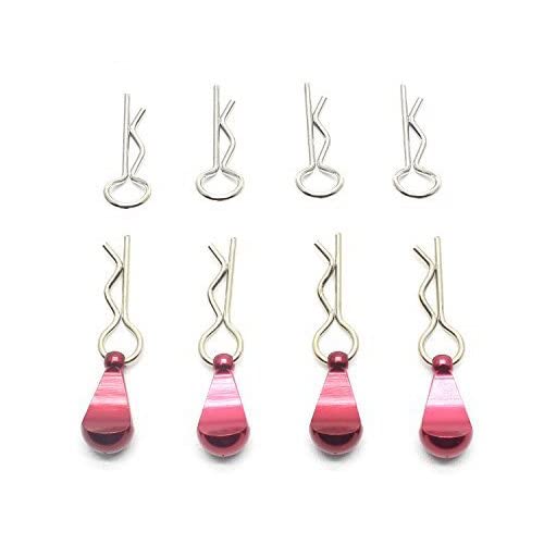 Hosim 8 Pcs Of 1.2Mm Metal Body Clips Pins With 4 Teardrop-Shaped Pull Tabs For All Of 1:8 And 1:10 Scale Rc Vehicles Cars Trucks Crawlers (Purple Red) #TOP5