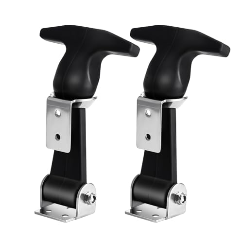 Housoutil Rubber Hood Closure, Pack of 2, Elastic Stainless Steel Tension Clasp, Rubber, Flexible T Handle Hasp