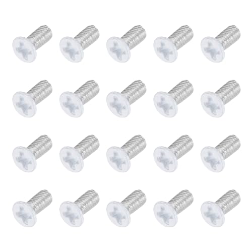 Image of sourcing map M2.5 x 6mm Flat Countersunk Head Machine Screws 304 Stainless Steel Full Thread Phillips Drive Cross Screw for Furniture Connection Electrical Appliances (White, Pack of 20)