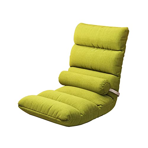Chaise de sol réglable verte avec coussin pour méditation et salon