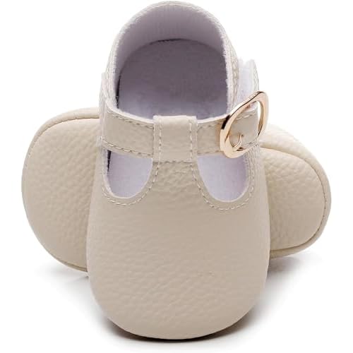 HONGTEYA Infant Baby Girl Mary Janes Flats PU Leather Non-Slip Soft Sole for Toddler First Walker Newborn Infant Crib Shoes Wedding Party Princess Baby Moccasins Girl Dress Shoes