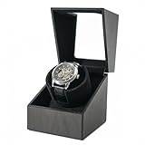 Automatic Single Watch Winder Box for Rolex, Self Winding Rotating Wooden Watch Case, Battery or USB Powered, Present for Men and Women, Quiet Mabuchi Motor(Black Walnut)