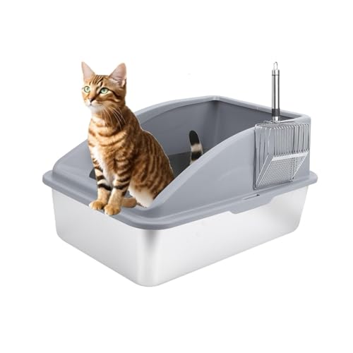 Caja sanitaria para gato acero inoxidable con tapa abierta miniatura 3