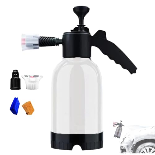 Dotspunt ハンドポンプ噴霧器 泡タイプ 2L 手動式スプレーボトル 大容量 手動 加圧 洗車用品 家庭掃除用品 菜園 農作業 水やり 風呂 石鹸噴霧器(透明な白)