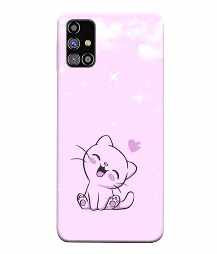 Image of Printed Hard Back Case Cover & Compatible for Samsung Galaxy M31S | Cute Cat Vector (Multicolor) - D1189