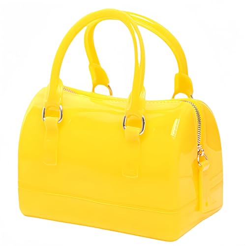 Image of Ladies Summer Jelly Pillow-shaped Top Handle Handbag Candy Color Transparent Crystal Purse