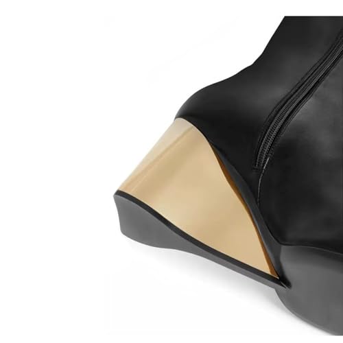 Knee High Boots for Women Platform Low Block Heel Square Toe with Side Zipper Wide Calf Fashion Boots4