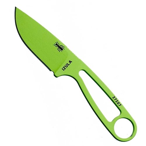 ESEE Izula Fixed Blade Knife w/Molded Polymer Sheath and Clip Plate (Venom Green/Black Sheath)