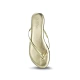 EMMA NEW YORK Summer Sandals Flip Flops for Women Vegan Leather Thong Trendy 2025 Dressy Cute Gold