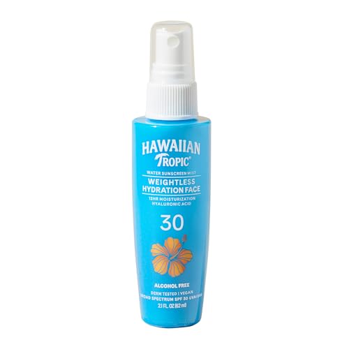 Hawaiian Tropic Weightless Hydration Water Mist for Face SPF 30, 2.1 Fl Oz, Travel Size SPF Face...