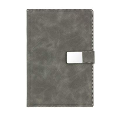 JPYH Cuaderno de Cuero A5 Libreta de Suministros de Oficina Cuaderno de Negocios con Hebilla magnética Cuaderno de Estudiante para Oficina de Negocios de Cuello Blanco (Gris) Cover