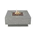 Elementi Manhattan Outdoor Table 37 Inches Natural Gas Patio Heater Concrete Firepits Outside Electronic Ignition Backyard Fireplace Cover Lava Rock Included