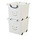 Produktbild IRIS, 2er-Set Würfelboxen 'Smiley Kids Boxes', KCB-32, Kunststoff, mit Rollen, weiß, 33 x 32 x 29 cm