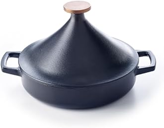 Alva Nori 3-Qt Enameled Cast Iron Tagine Pot, Toxin-Free 3-Layer Enamel, Induction & Oven Safe Up to 500°F, No Seasoning Needed, Moroccan Slow-Cook, Stew & Roast