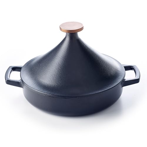 Alva Nori 3-Qt Enameled Cast Iron Tagine Pot, Toxin-Free 3-Layer Enamel, Induction & Oven Safe Up to 500°F, No Seasoning Needed, Moroccan Slow-Cook, Stew & Roast