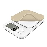 ドリテック(dretec) 洗えるシリコンカバー付きデジタルスケール 日本メーカー 2kg/0.1g単位 カバーを裏返すとパスタや乾麵などをくぼみに乗せてはかれる 風袋引き 大画面 キッチンスケール 計り 料理 ベージュ