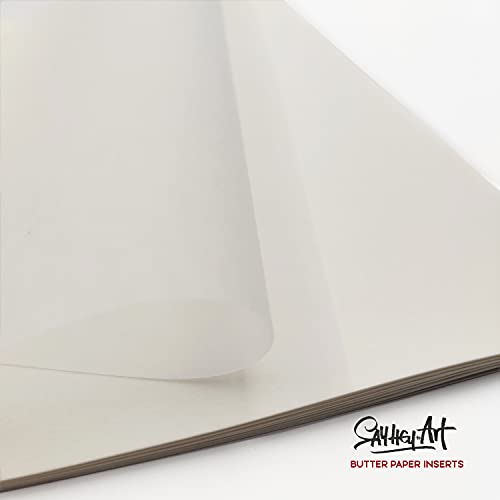 Image of MESSKETEERS Professional Artist Sketchbook Pad - 10 Sheets / 20 Pages - 300 GSM Semi-Textured Fine Art Paper with Butter Paper Separators, Easy Tear Gum Pad Binding - Ideal for Acrylics and Inks