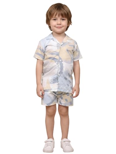 Image of POLKA TOTS 100% Cotton Co-Ord Set for Boys | Half Sleeve Shirt & Shorts Beach Outfit for Kids | Ultra-soft & Breathable Summer Clothes for Toddler & Baby Boy | Casual Dress & Printed Nightwear Set
