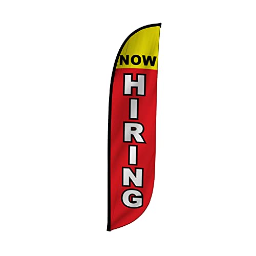 LookOurWay Feather Flag - 12ft Tall Advertising Flag Banner for Business and Events Promotion - Flag Only - Now Hiring (10M1200298)