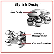Bella Faccia 4D Mini Roller Massager for Pain Relief, Face, Body Massagers 4 Metal Wheels Enhancing Immunity & Skin Tightening Massager Instrument Beauty Tool (Silver) 3 31WzmJnCsLL
