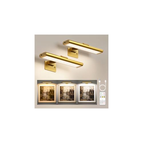 EZVALO Éclairage de Tableau Sans Fil, Applique Murale LED Rechargeable avec Télécommande,3 Températures de Couleur et Intensité Réglable, Minuterie et...